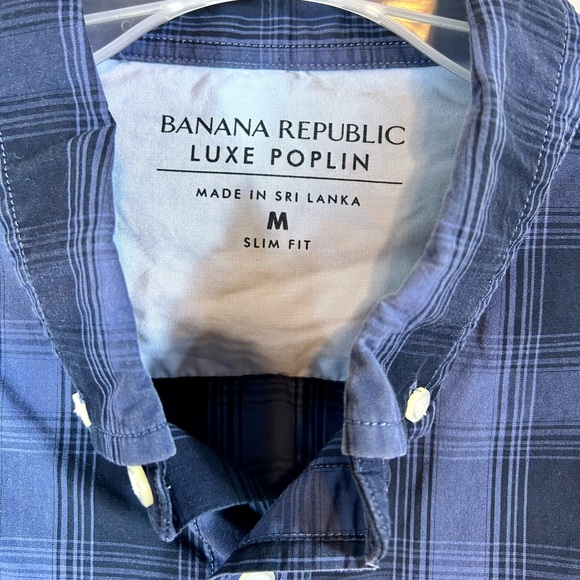 Men’s Banana Republic Luxe Poplin Slim Fit Plaid Shirt / size medium - Picture 4 of 8